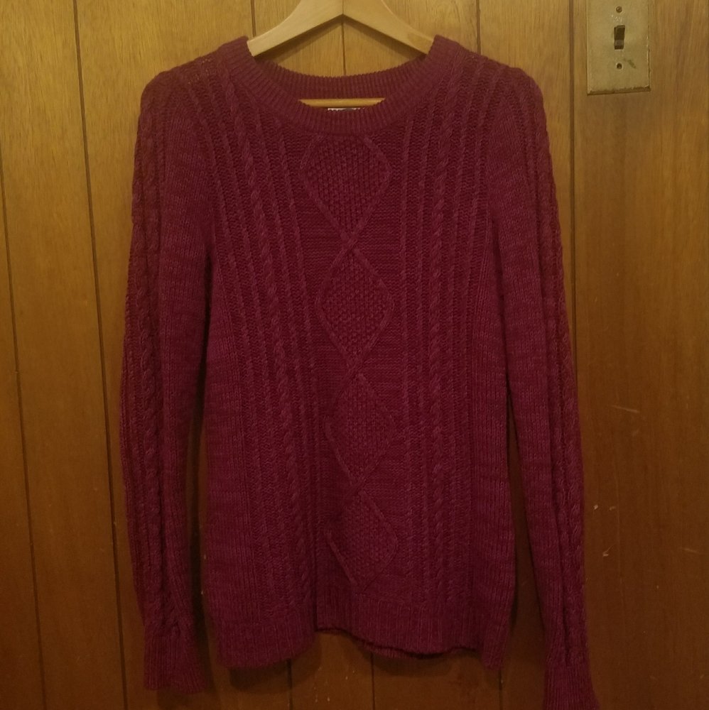 Deep Purple/Pink Cable Knit Sweater